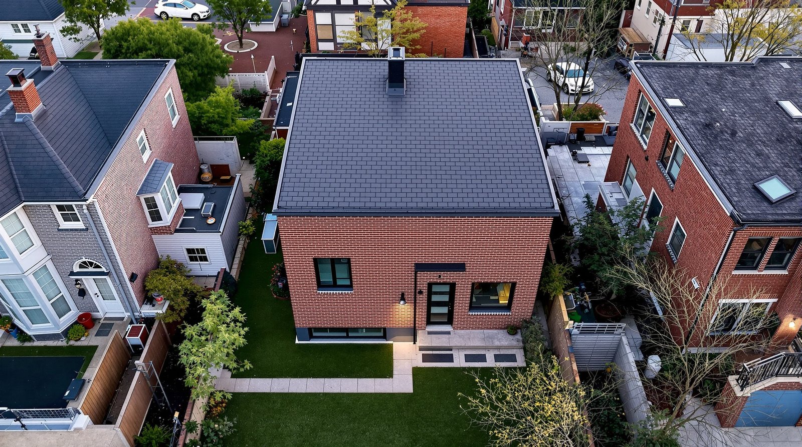 Aerial view of Washington, DC property with backyard ADU