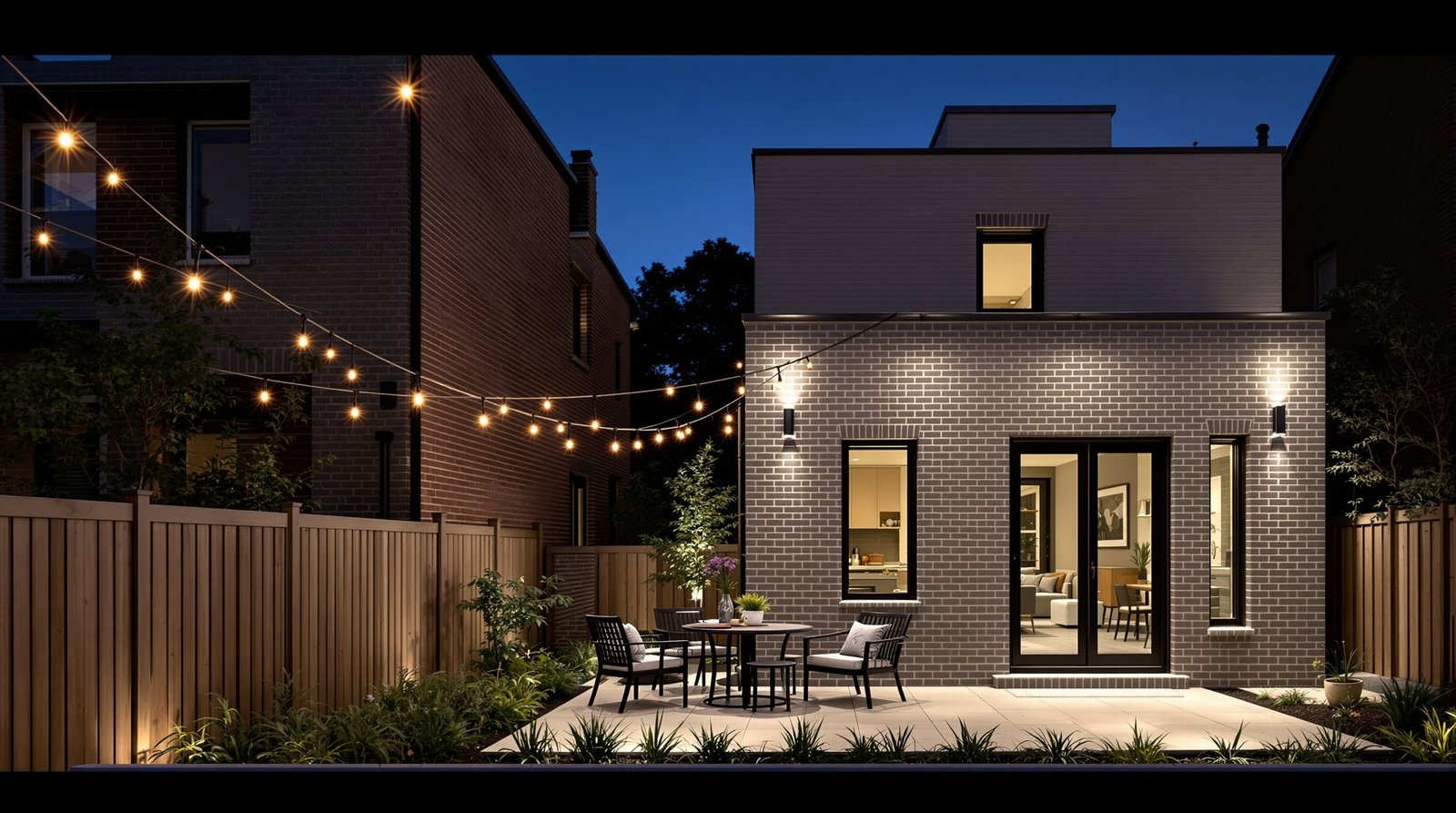 Washington, DC ADU and main house evening backyard view