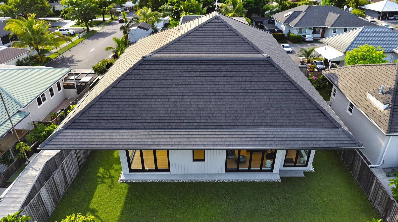 Aerial view of Hawaii property with backyard ADU