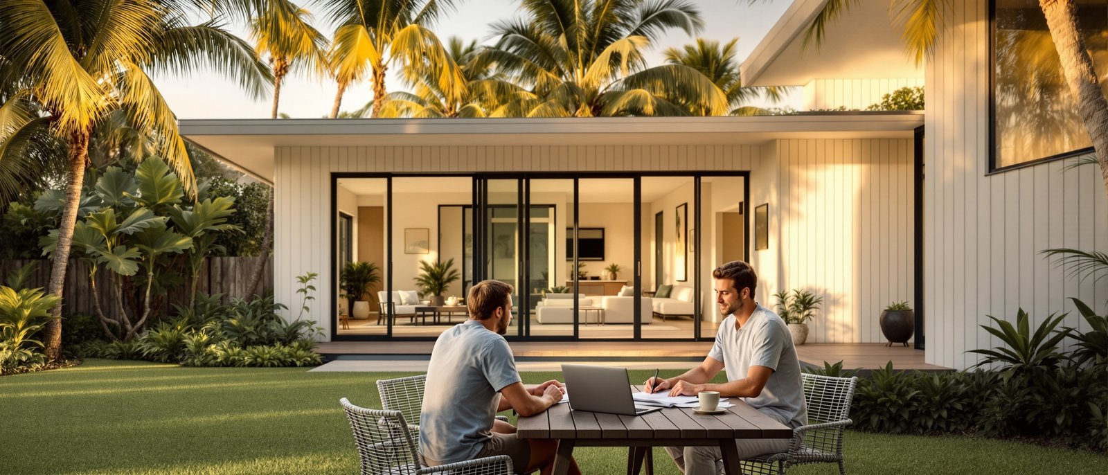 Homeowners reviewing ADU permit documents