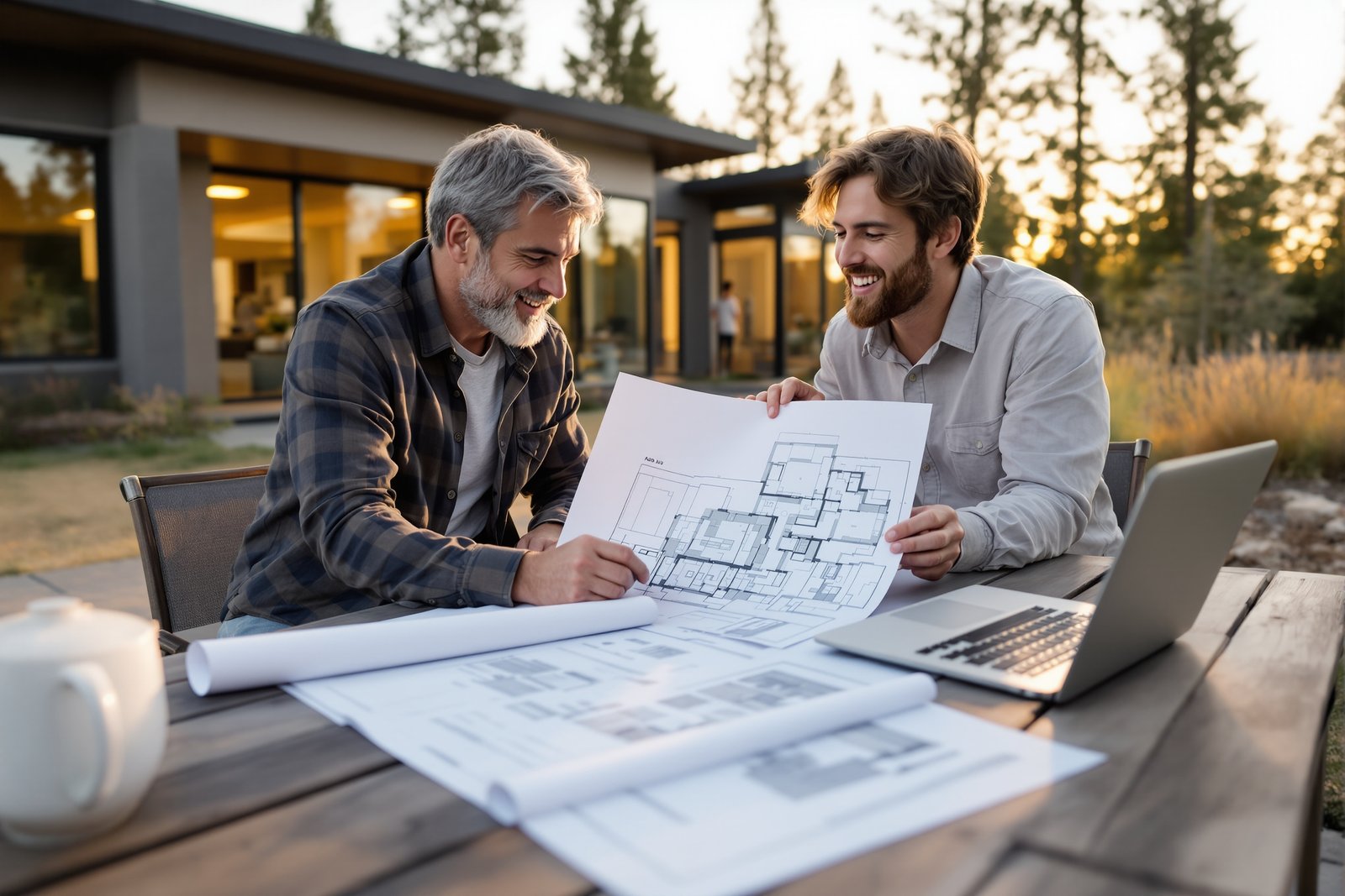 Homeowners reviewing ADU permit documents in Idaho