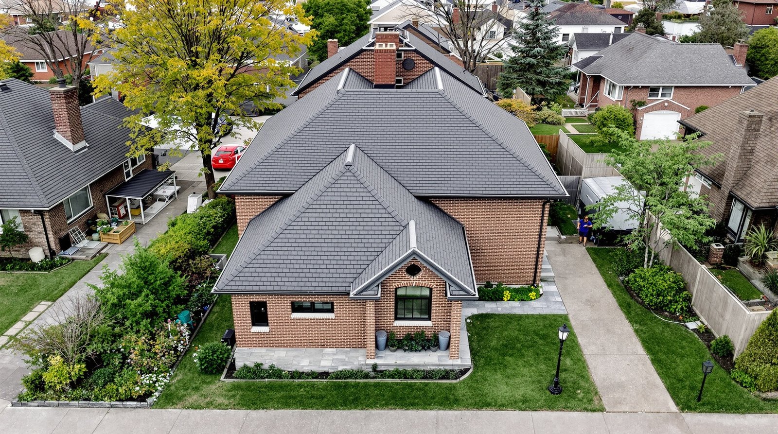Aerial view of Illinois property with backyard ADU