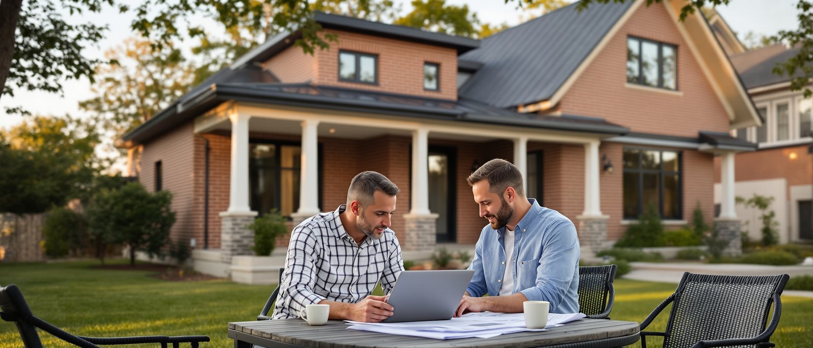 Homeowners reviewing ADU permit documents
