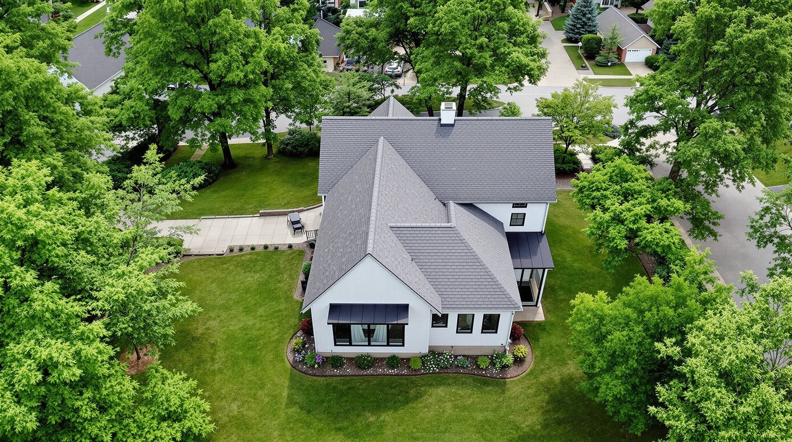 Aerial view of Indiana property with backyard ADU