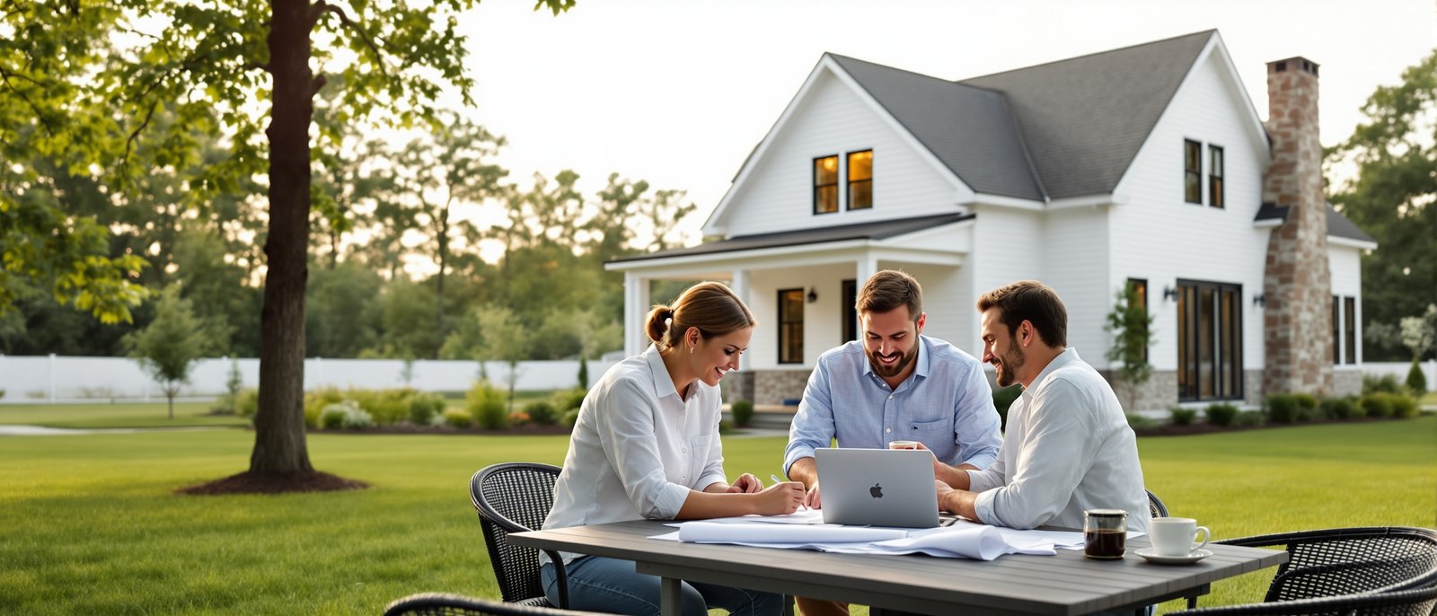 Homeowners reviewing ADU permit documents