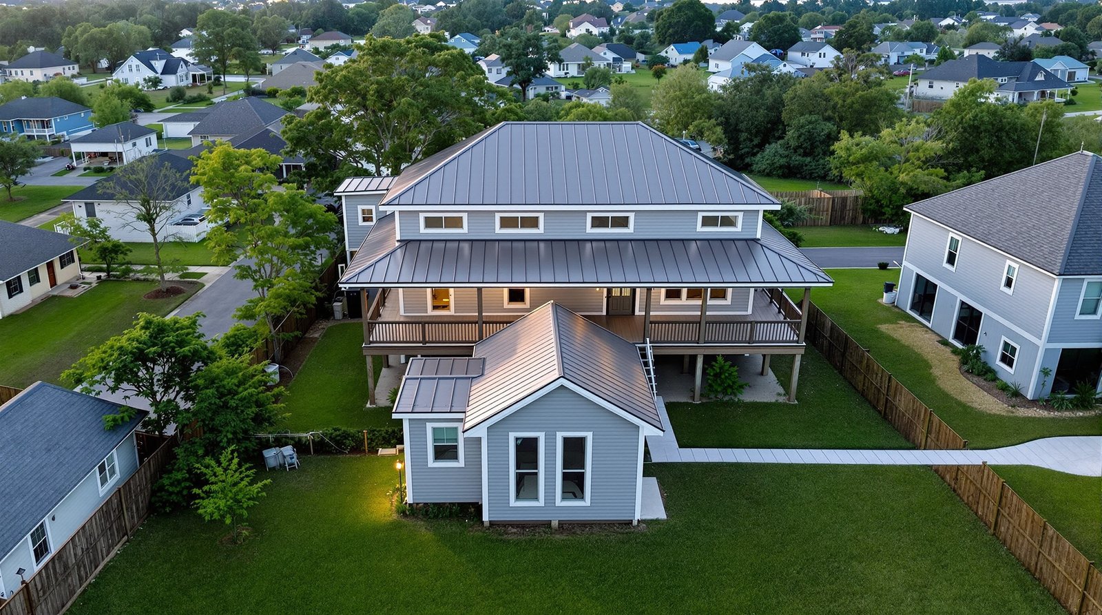 Aerial view of Louisiana property with backyard ADU