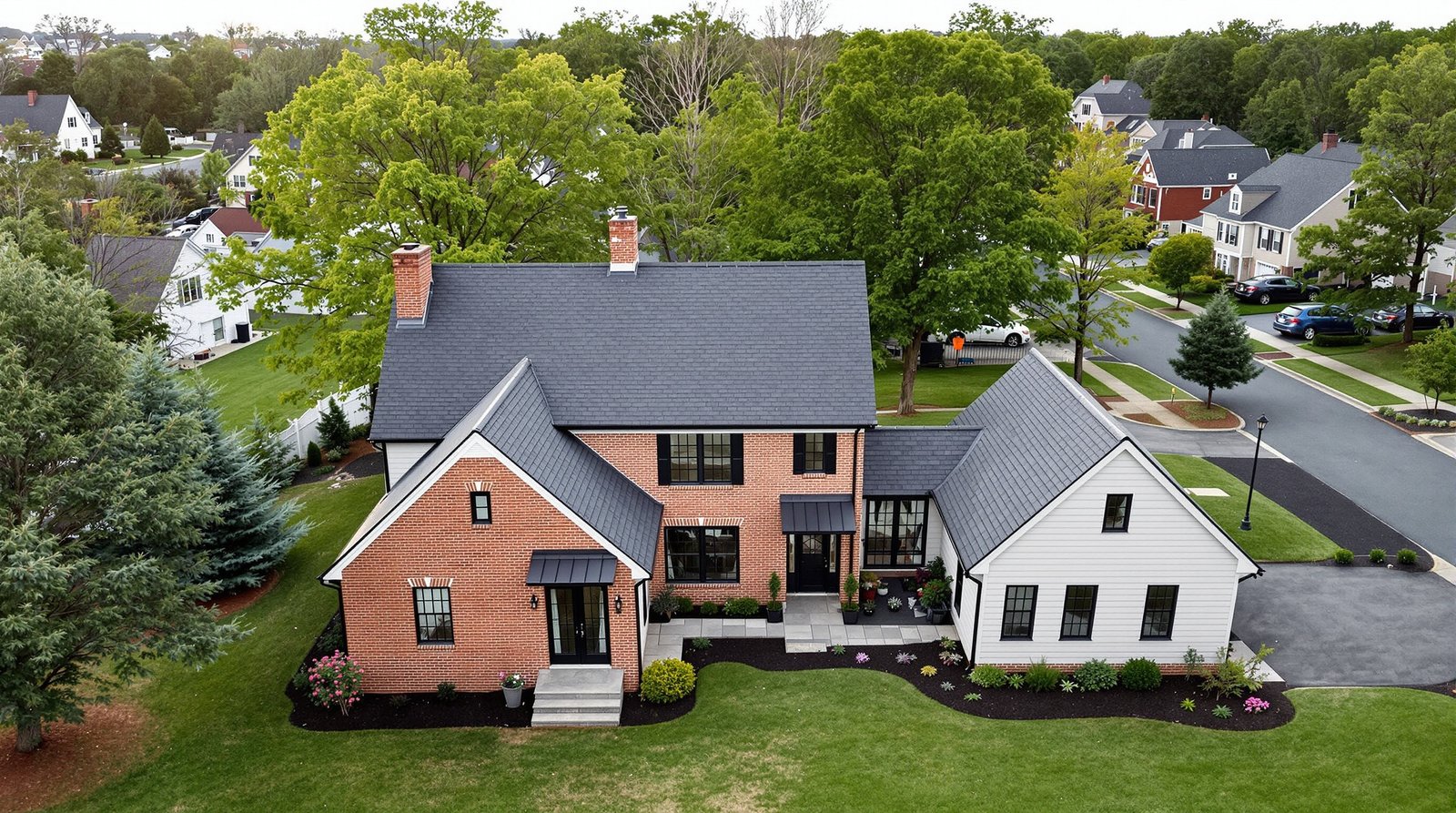Aerial view of Maryland property with backyard ADU