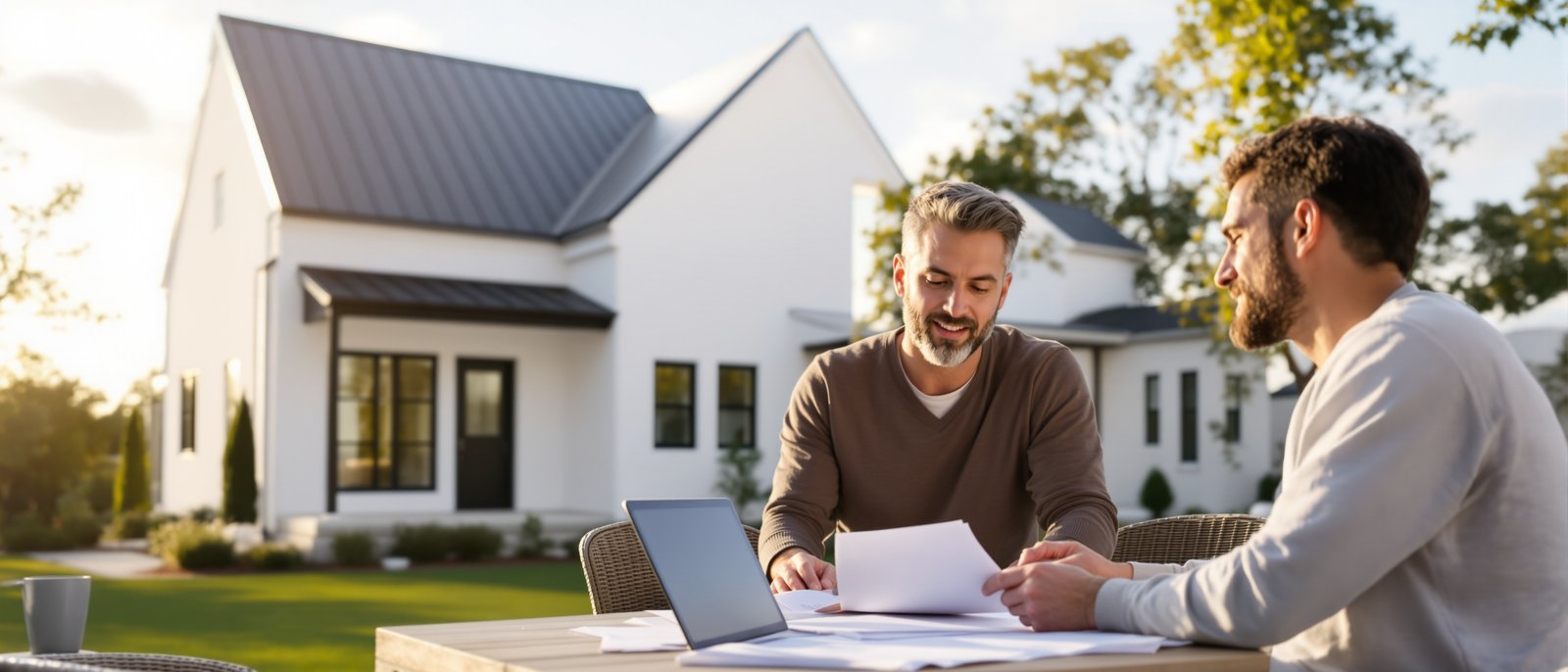 Homeowners reviewing ADU permit documents