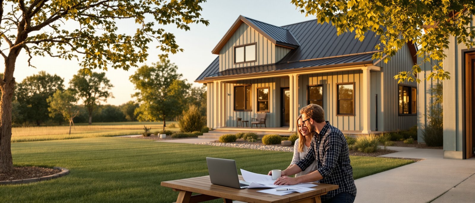 Homeowners reviewing ADU permit documents