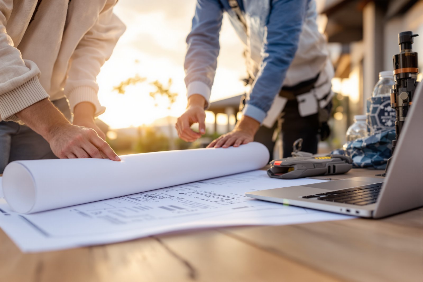Homeowners reviewing ADU permit documents in Nevada