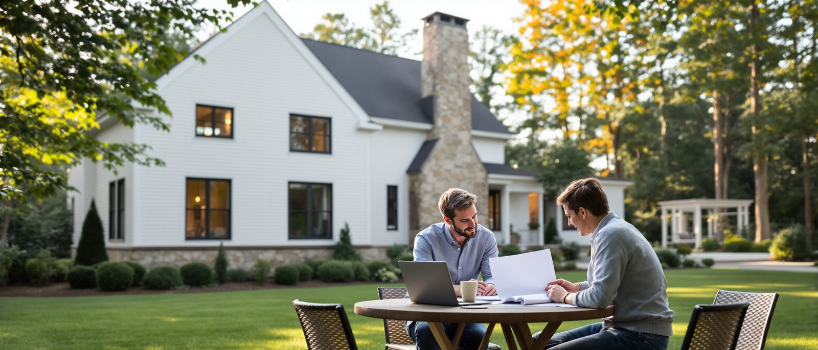 Homeowners reviewing ADU permit documents