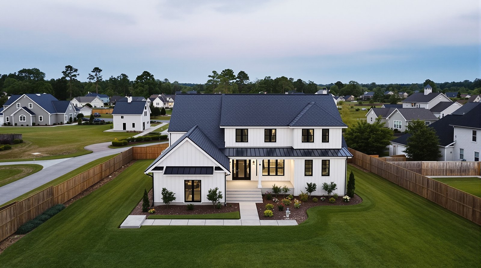 Aerial view of North Carolina property with backyard ADU