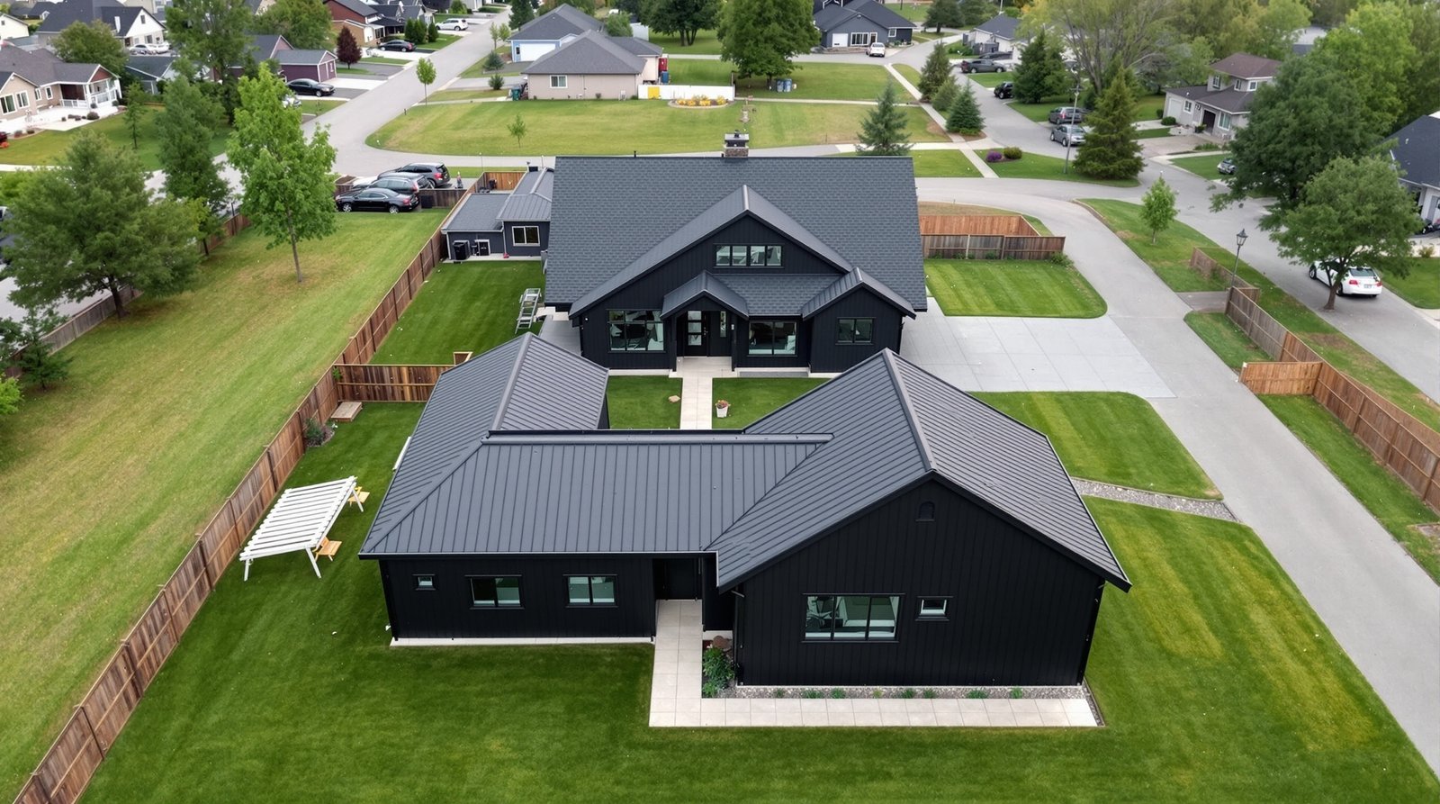 Aerial view of North Dakota property with backyard ADU