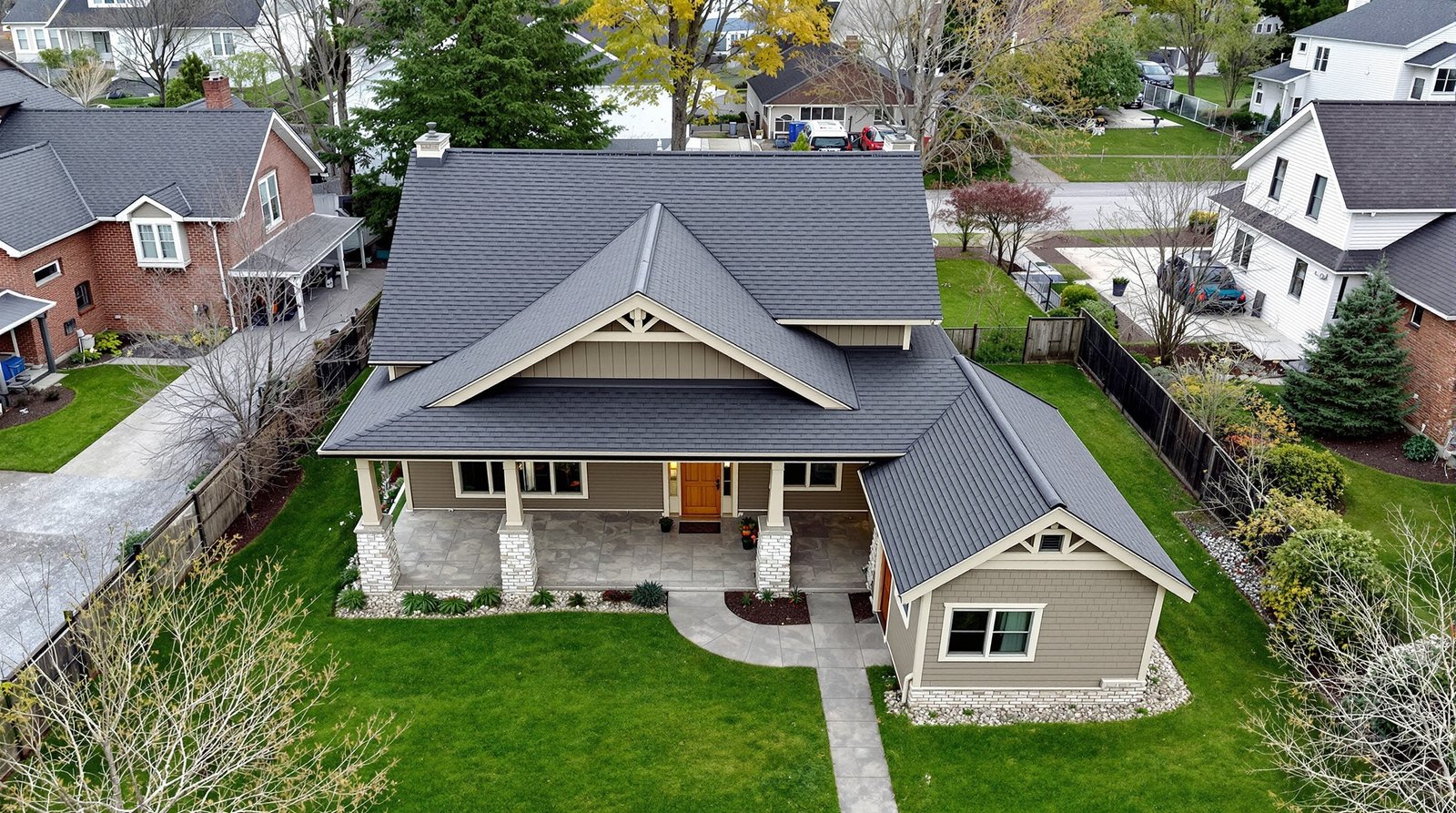 Aerial view of Ohio property with backyard ADU