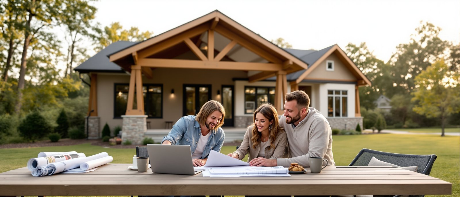Homeowners reviewing ADU permit documents