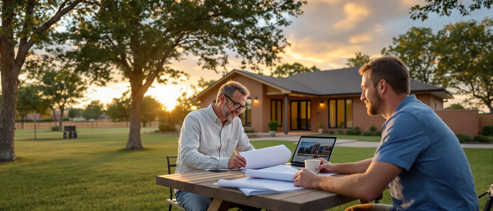 Homeowners reviewing ADU permit documents