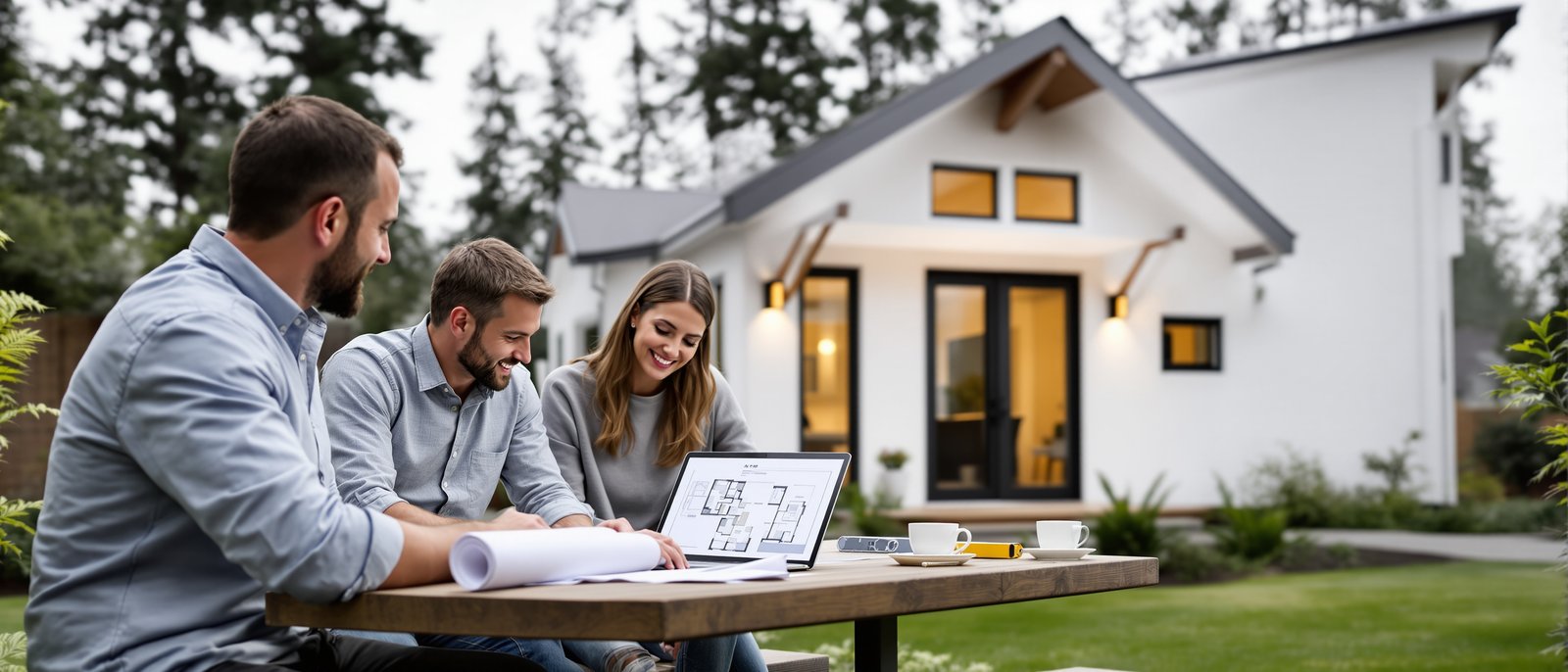 Homeowners reviewing ADU permit documents in Oregon