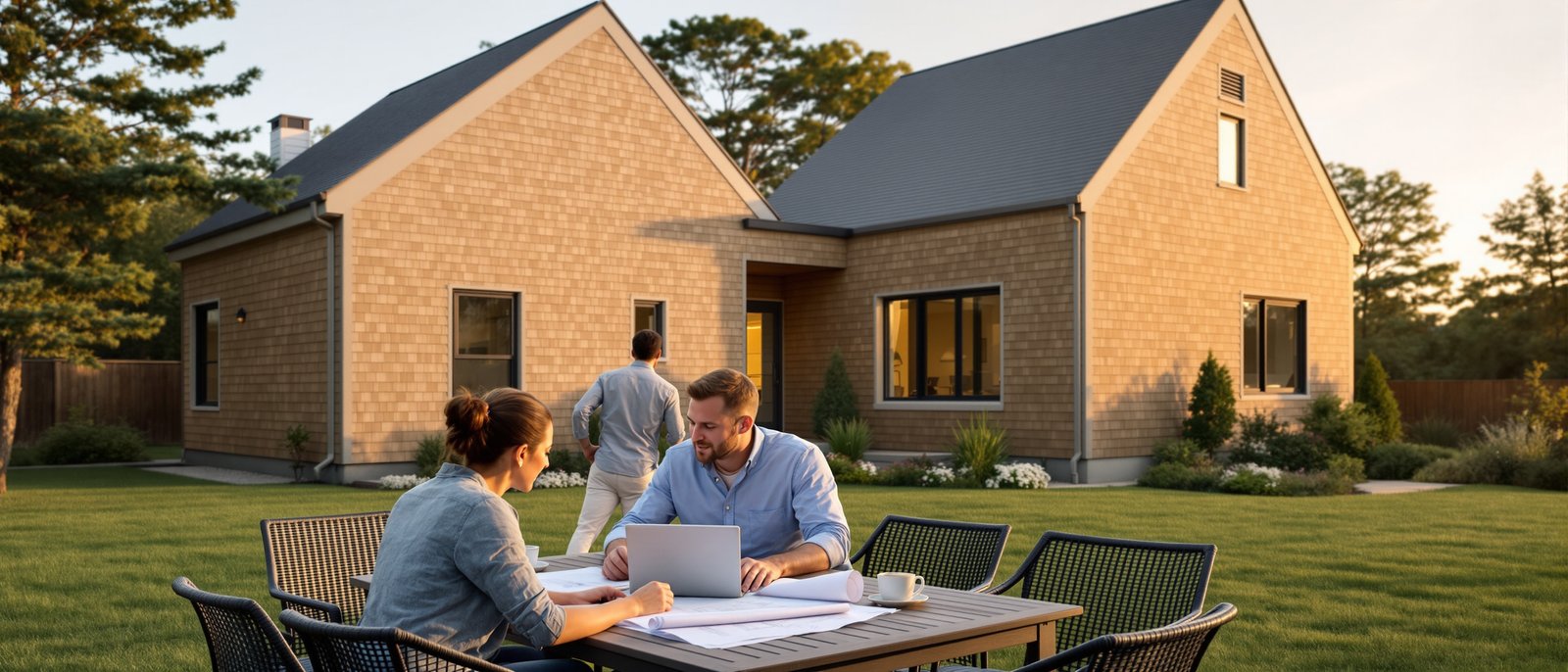 Homeowners reviewing ADU permit documents