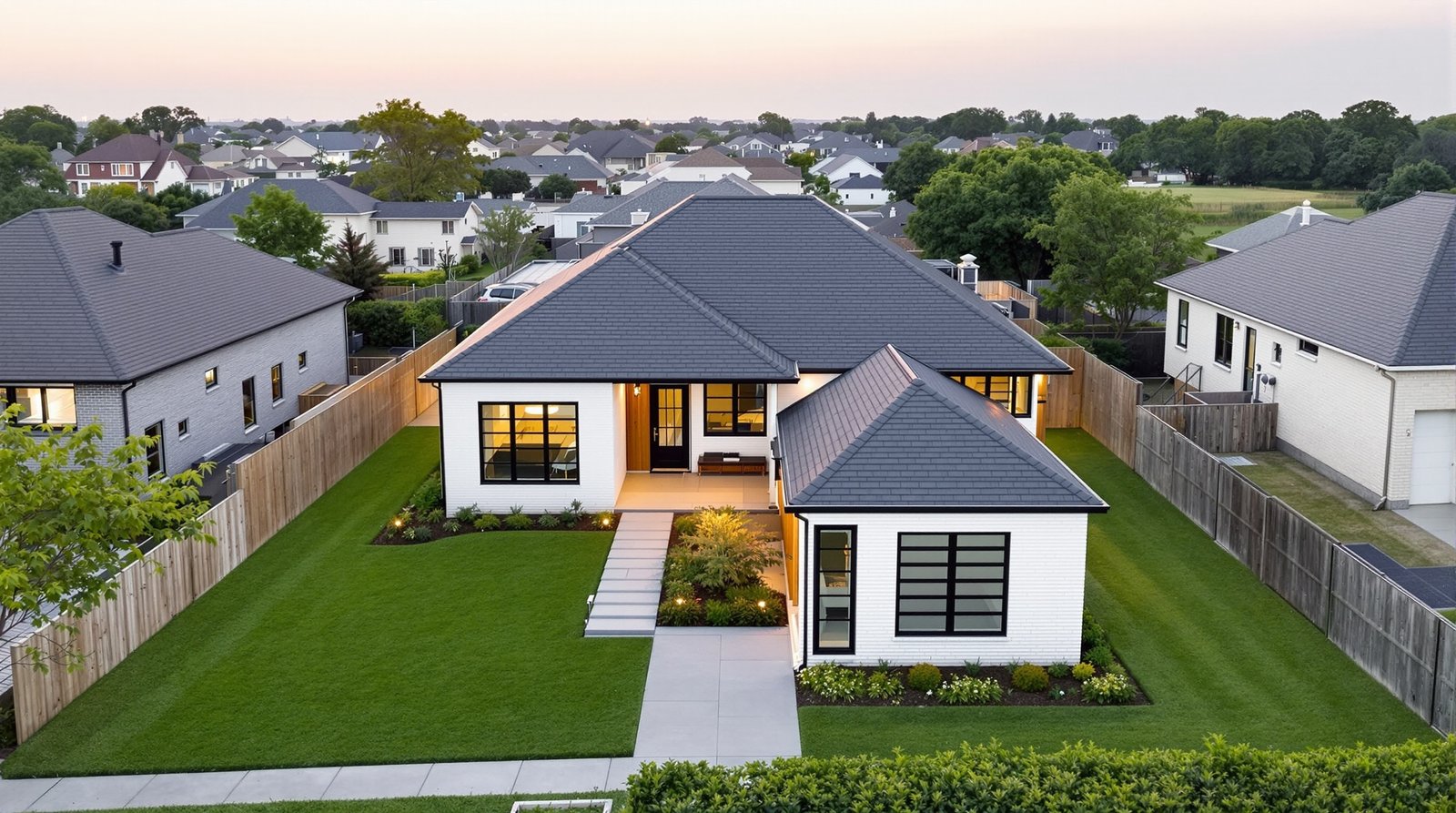 Aerial view of Texas property with backyard ADU