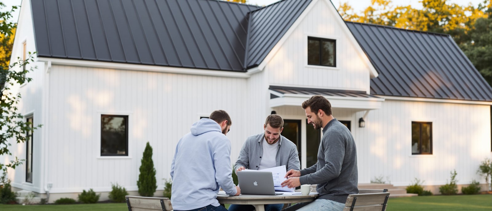 Homeowners reviewing ADU permit documents