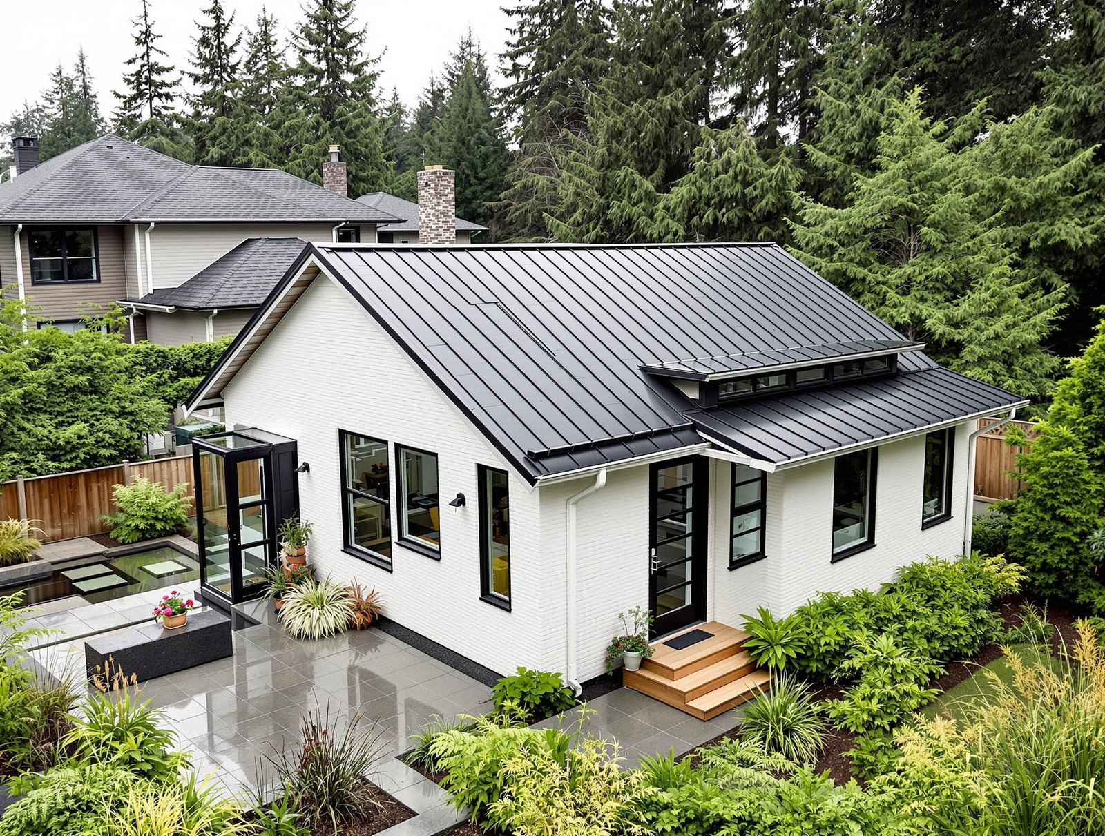 Aerial view of a Washington property with backyard ADU
