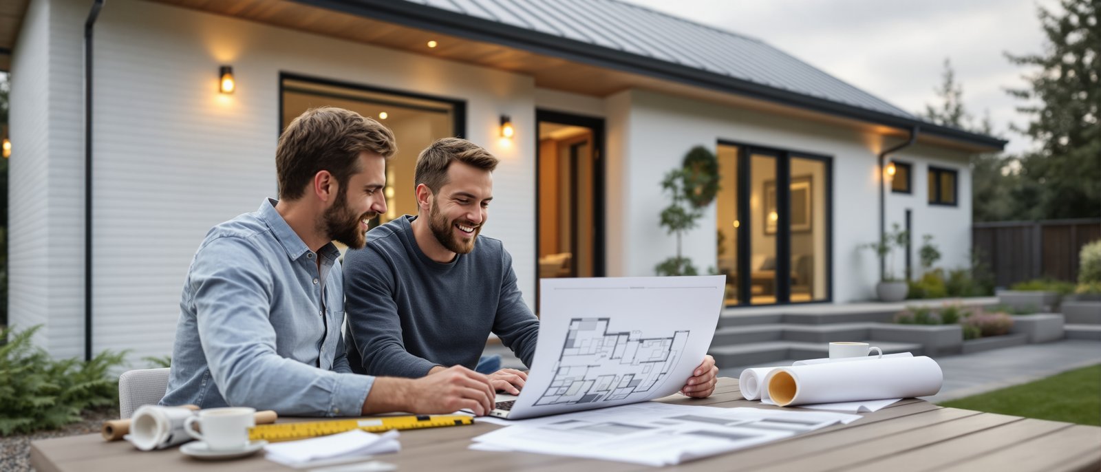 Homeowners reviewing ADU permit documents in Washington