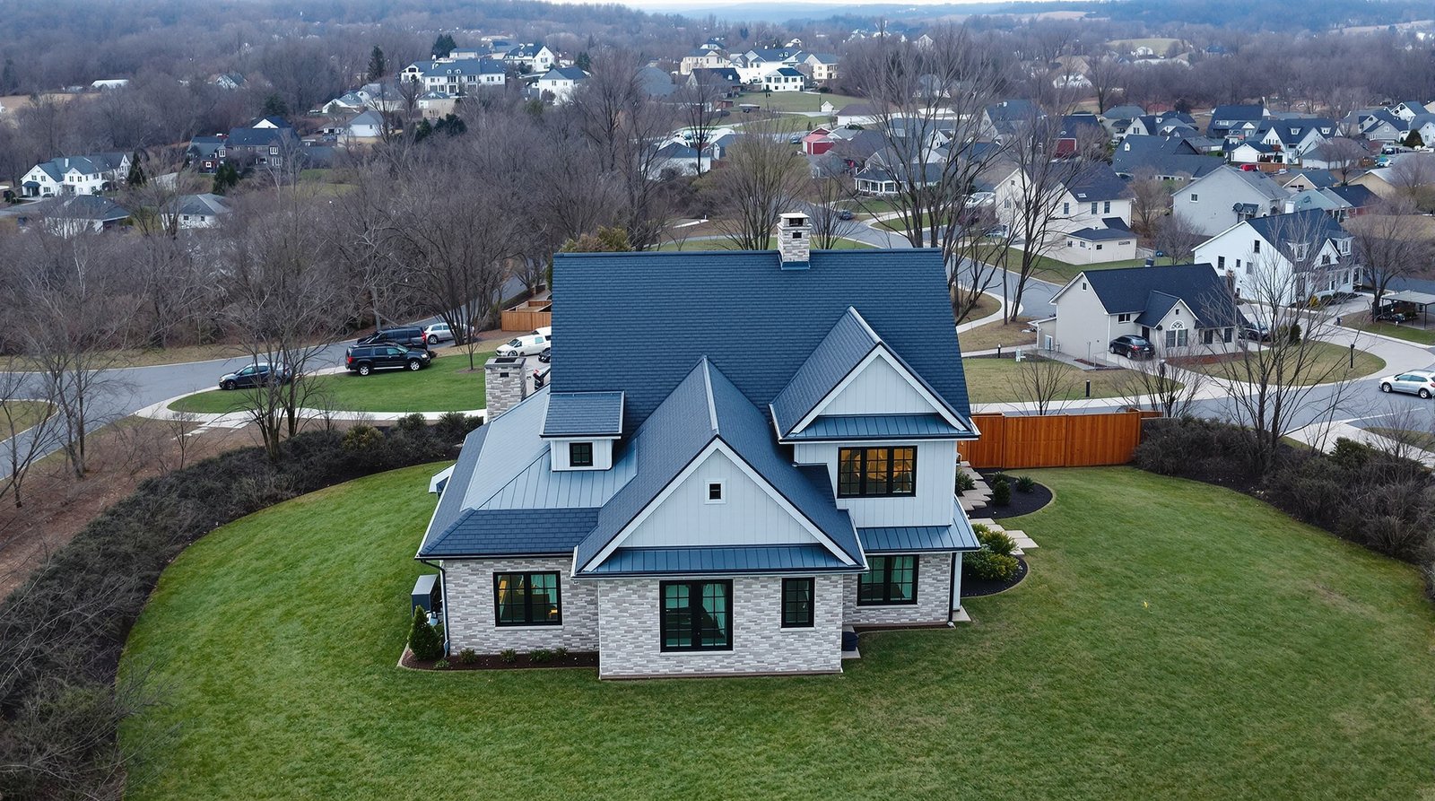 Aerial view of West Virginia property with backyard ADU