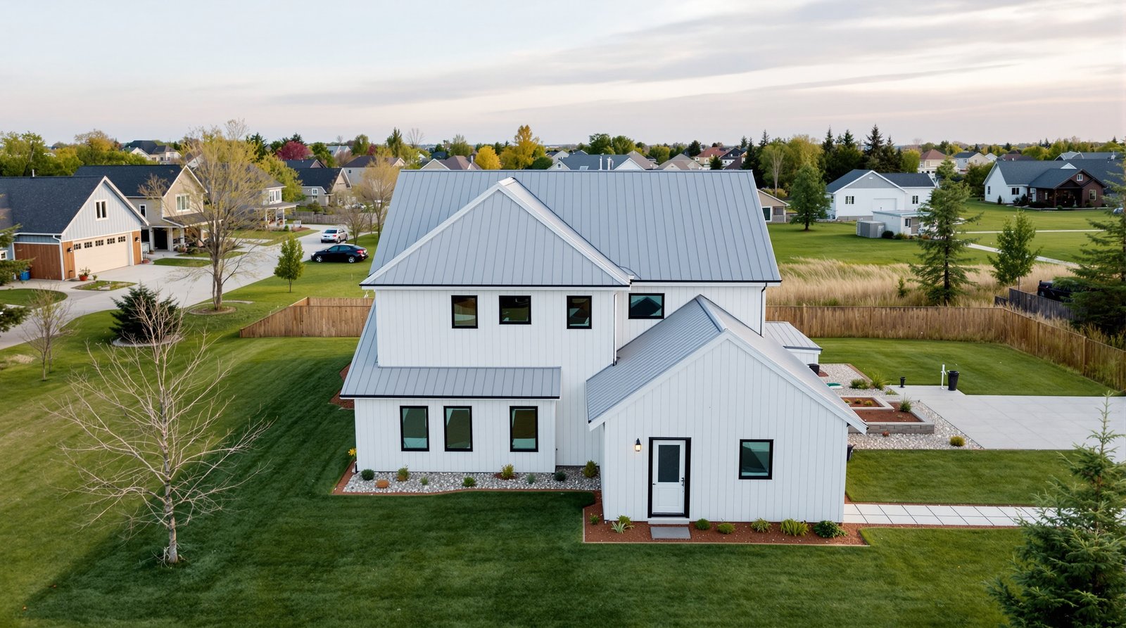 Aerial view of Wisconsin property with backyard ADU
