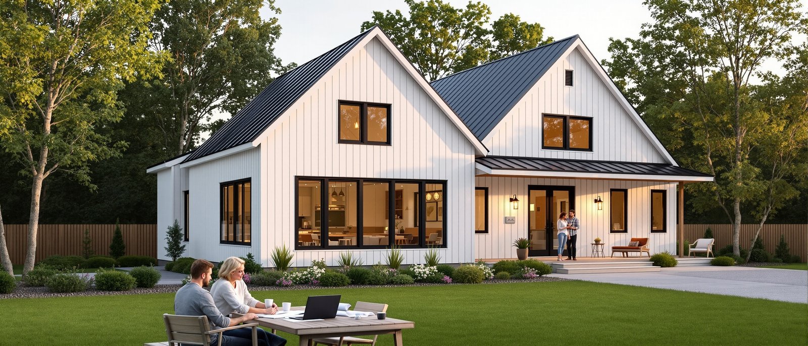 Homeowners reviewing ADU permit documents